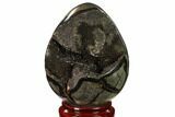 Septarian Dragon Egg Geode - Black Crystals #137906-1